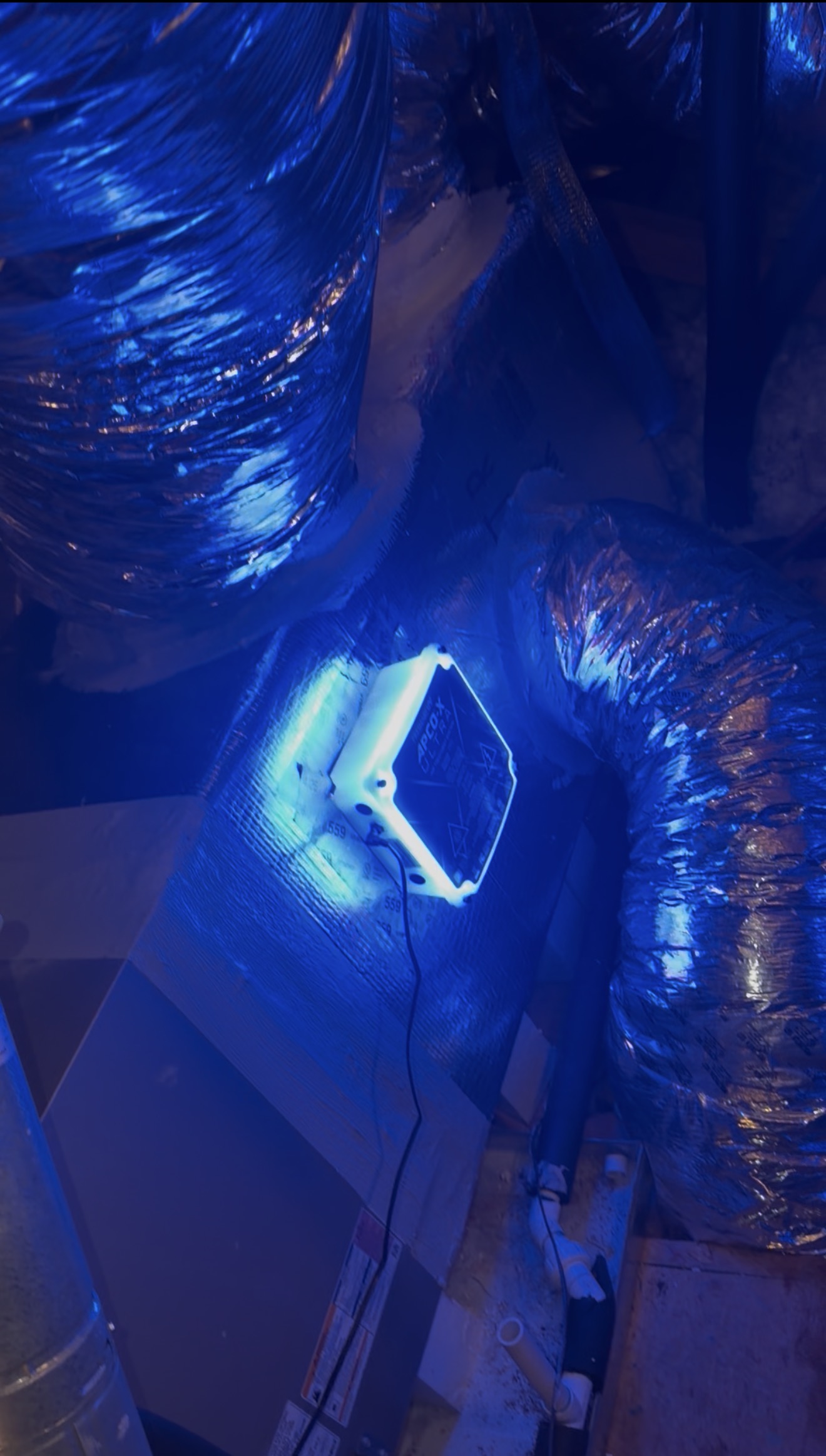 After — replacement supply plenum with UV light added